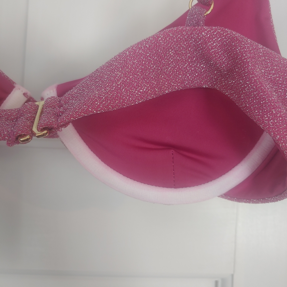 Beach Riot Pink Shimmery Two-Piece Bikini Set - Picture 6 of 9